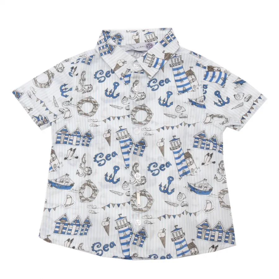 1421AD camicia bimbo BOY HITCH-HIKER blue cotton shirt kids