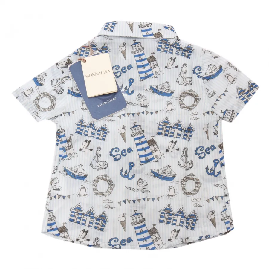 1421AD camicia bimbo BOY HITCH-HIKER blue cotton shirt kids