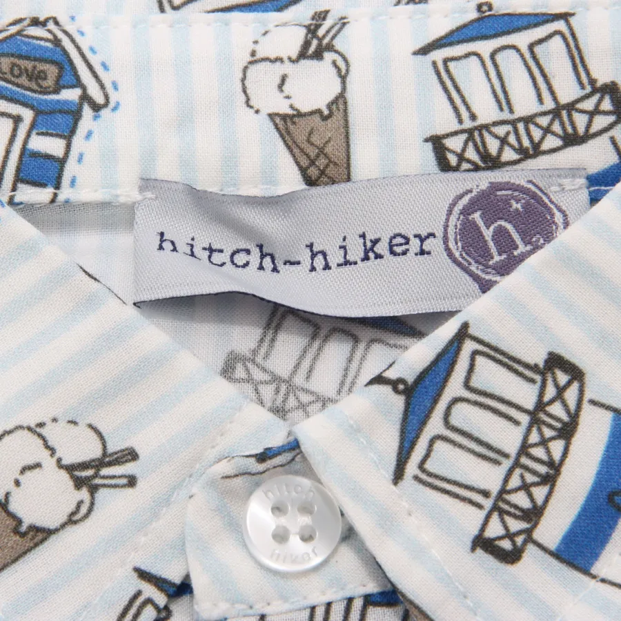 1421AD camicia bimbo BOY HITCH-HIKER blue cotton shirt kids