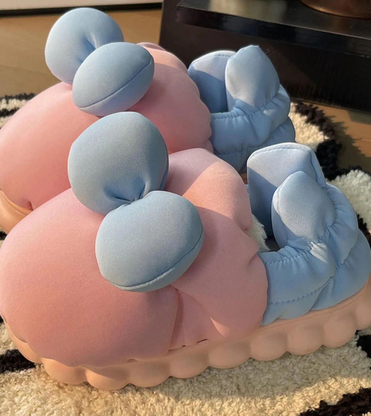 2022 Pantofole di peluche da donna invernali Pantofole per bambini con fiocco carino In casa Piattaforma impermeabile Scarpe di
