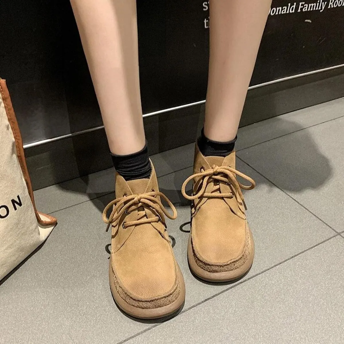2023 Nuove scarpe da donna Stringate/on Basic invernali Classiche di alta qualità Punta tonda concisa Tinta unita Oversize da do