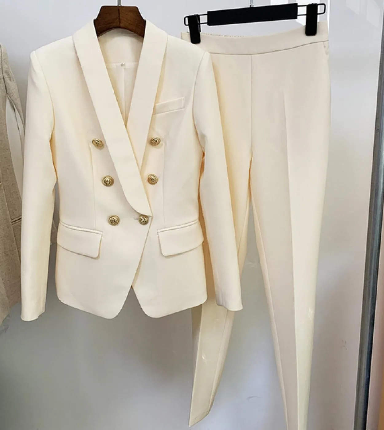 Abiti da lavoro rosa Pantalone da donna Abito da lavoro rosa da donna Abiti da ufficio da donna Tailleur pantalone rosa