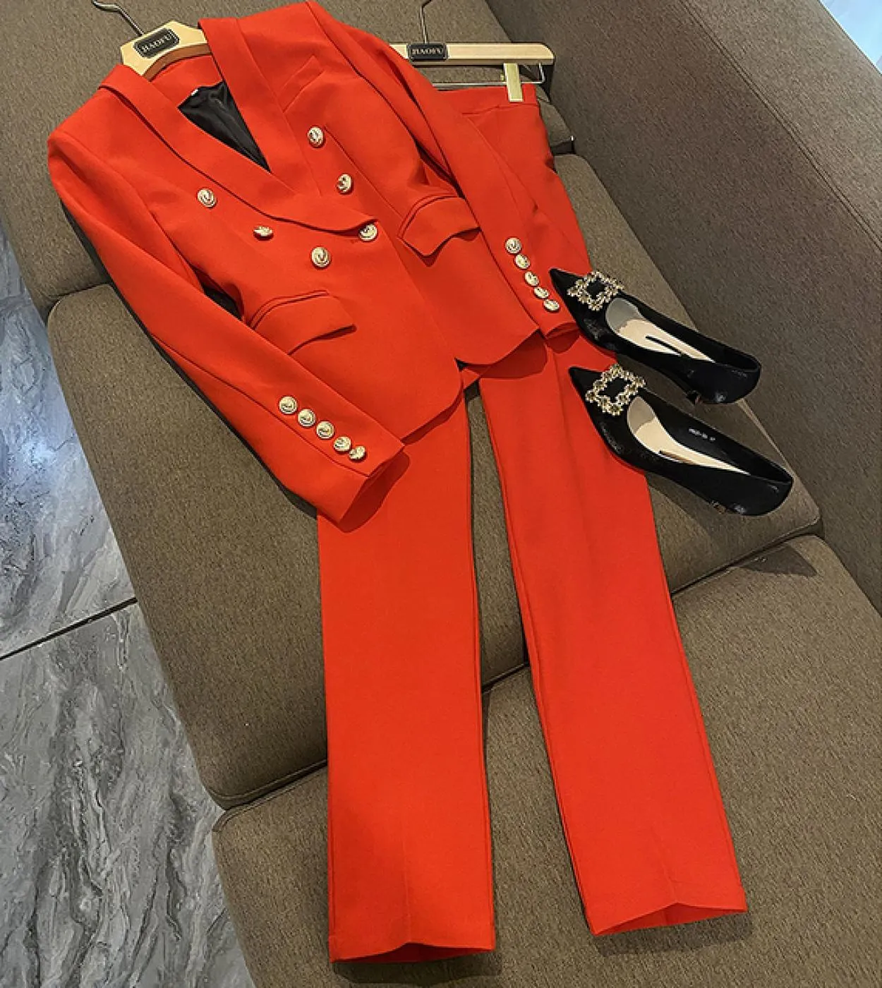 Abiti da lavoro rosa Pantalone da donna Abito da lavoro rosa da donna Abiti da ufficio da donna Tailleur pantalone rosa