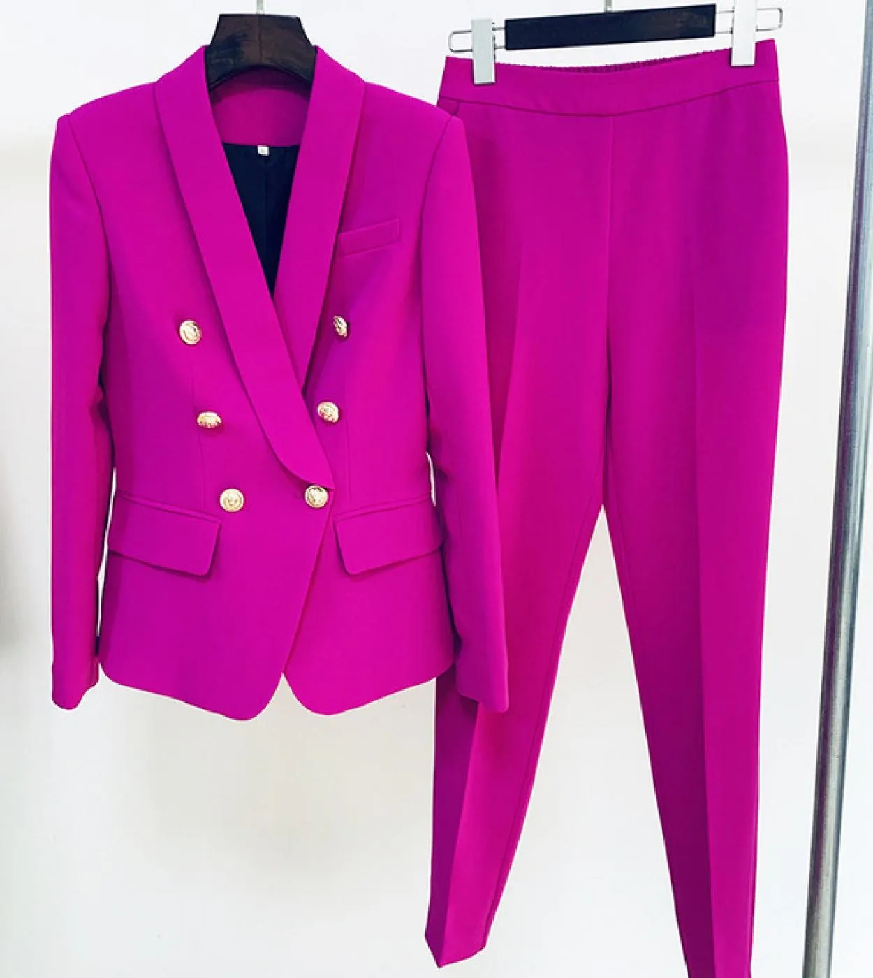 Abiti da lavoro rosa Pantalone da donna Abito da lavoro rosa da donna Abiti da ufficio da donna Tailleur pantalone rosa