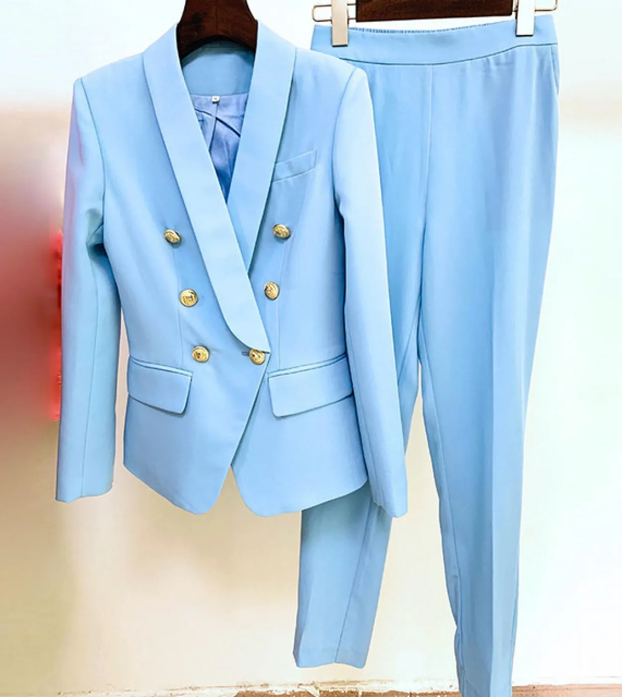 Abiti da lavoro rosa Pantalone da donna Abito da lavoro rosa da donna Abiti da ufficio da donna Tailleur pantalone rosa