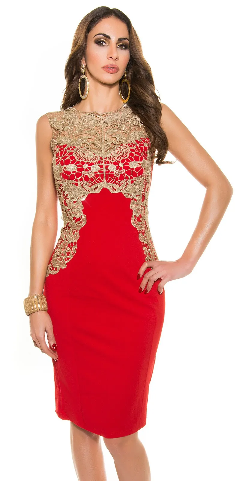 Abito midi AM029 rosso