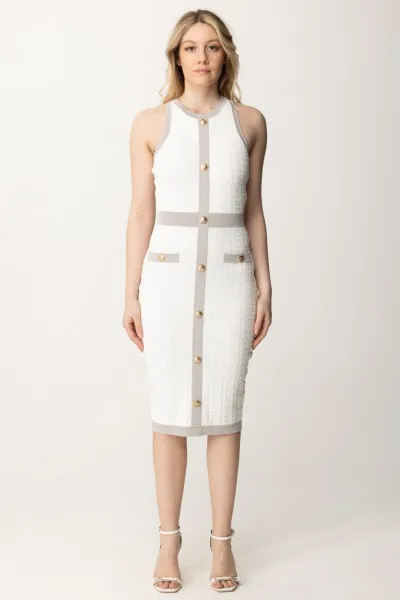 Abito midi embossed Avorio