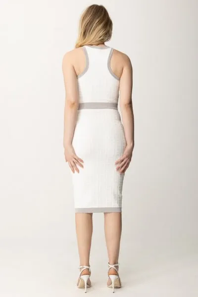 Abito midi embossed Avorio
