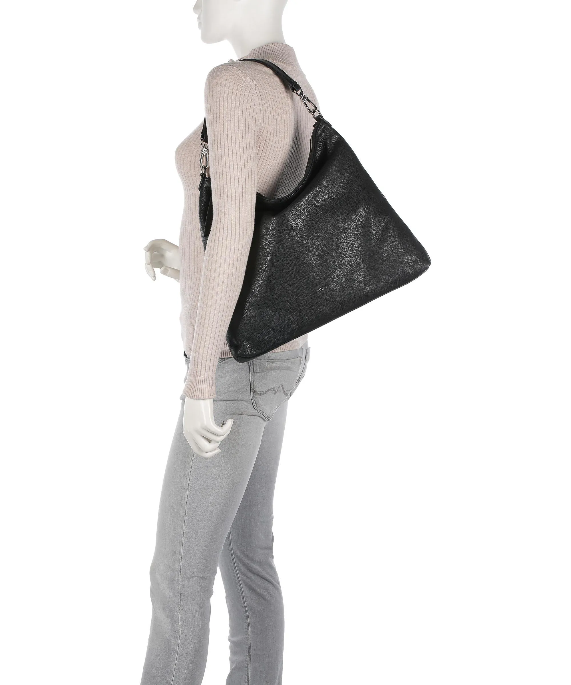 Abro Dalia Mina Borsa hobo pelle di vacchetta grana nero  