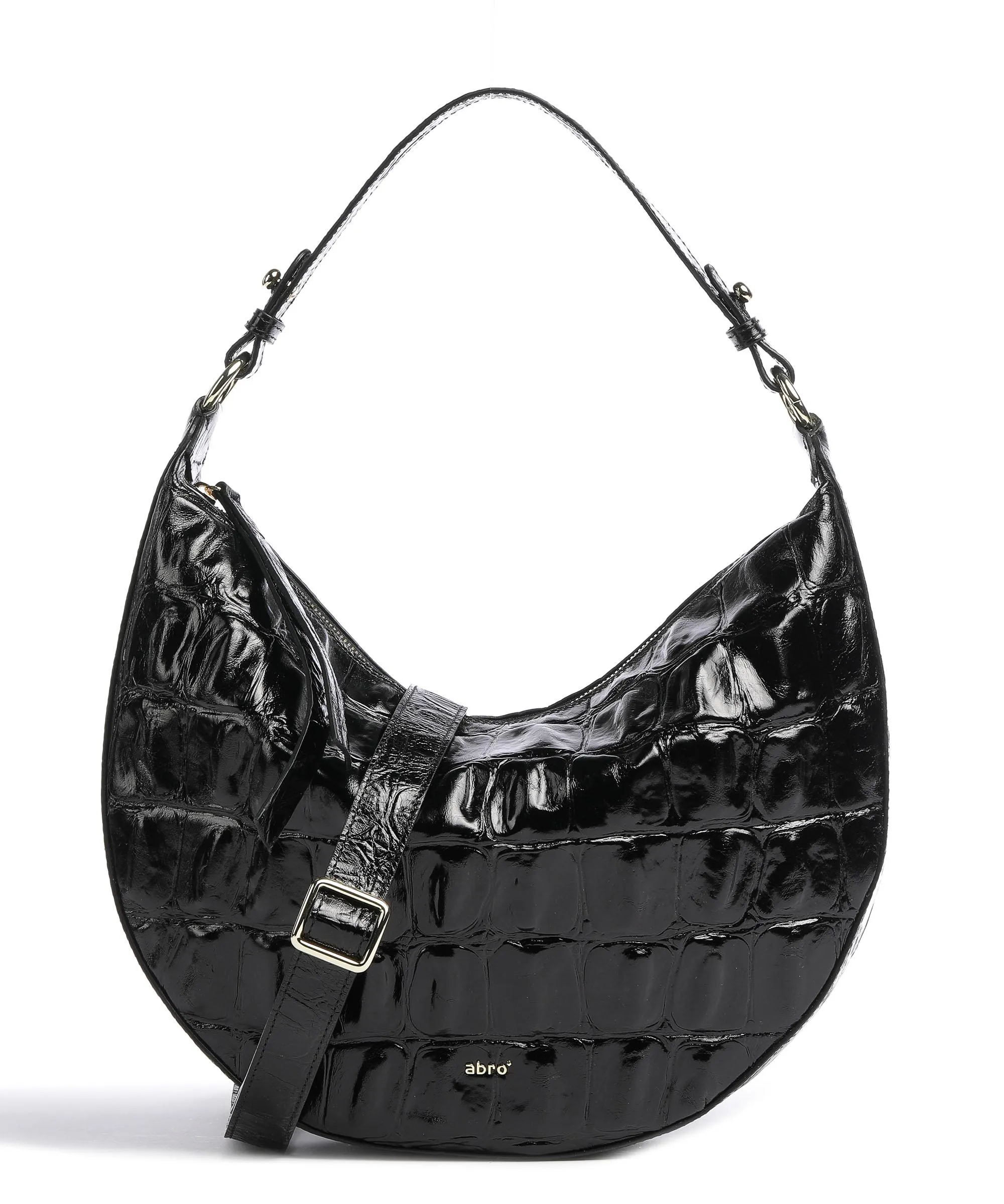  Abro Primitivo Lulu Borsa hobo pelle di vacchetta goffrata nero  