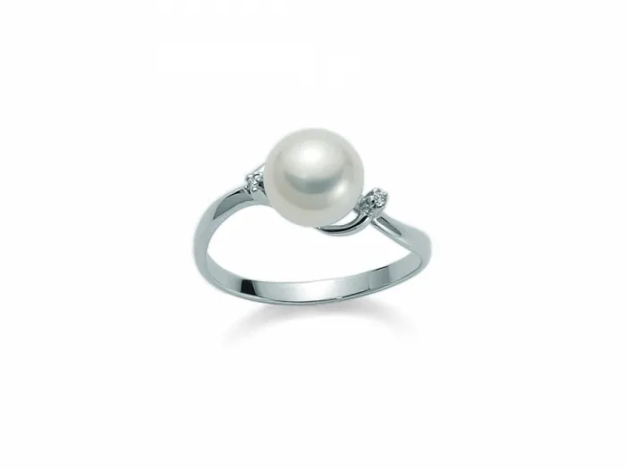 Anello Miluna con Perla e Diamanti in oro bianco PLI945X