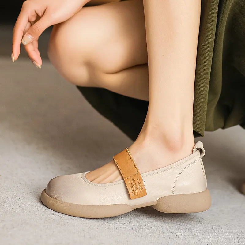 Appartamenti casual in pelle morbida retrò da donna