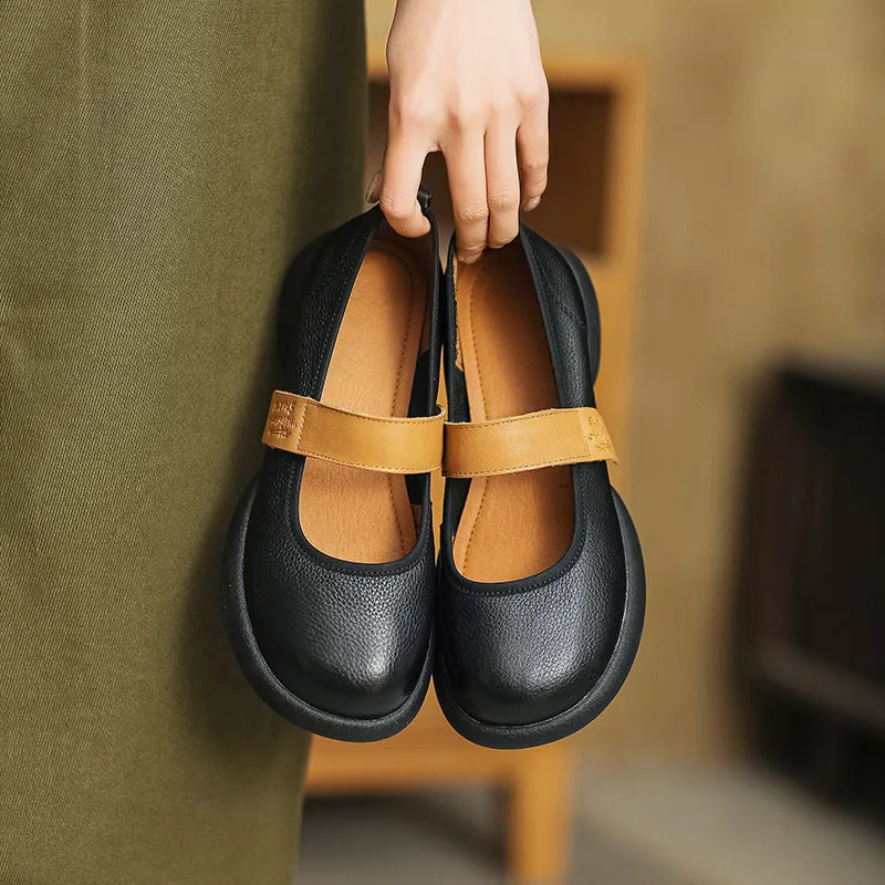 Appartamenti casual in pelle morbida retrò da donna