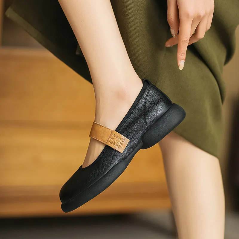 Appartamenti casual in pelle morbida retrò da donna