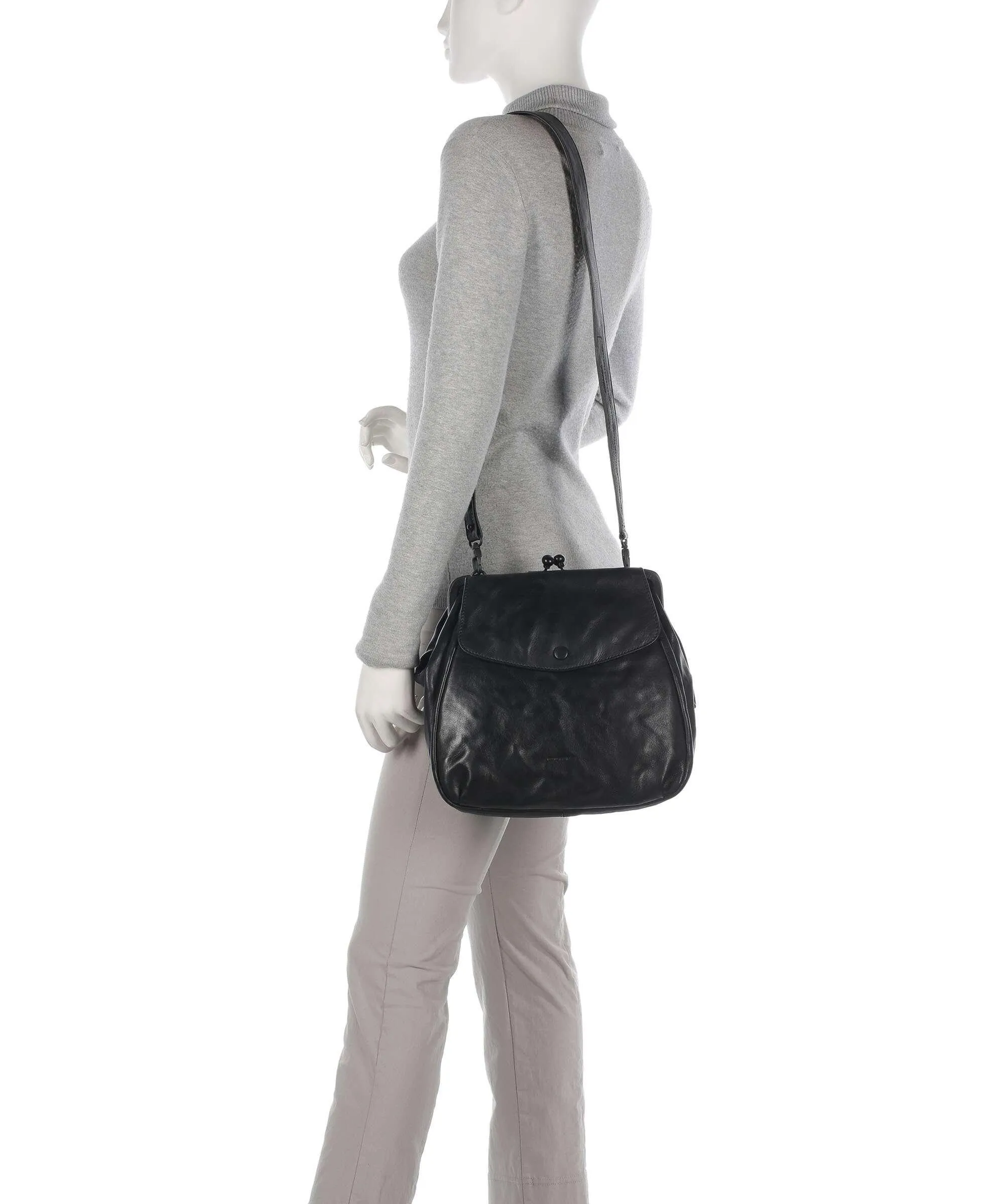  Aunts & Uncles Grandma's Luxury Club Mrs. Mousse Borsa a spalla pelle di vacchetta finemente grana nero  