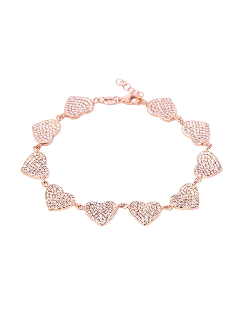 BELLE BRACCIALE IN ORO ROSA CON CUORI