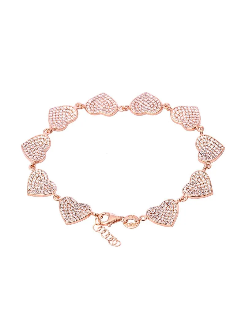 BELLE BRACCIALE IN ORO ROSA CON CUORI