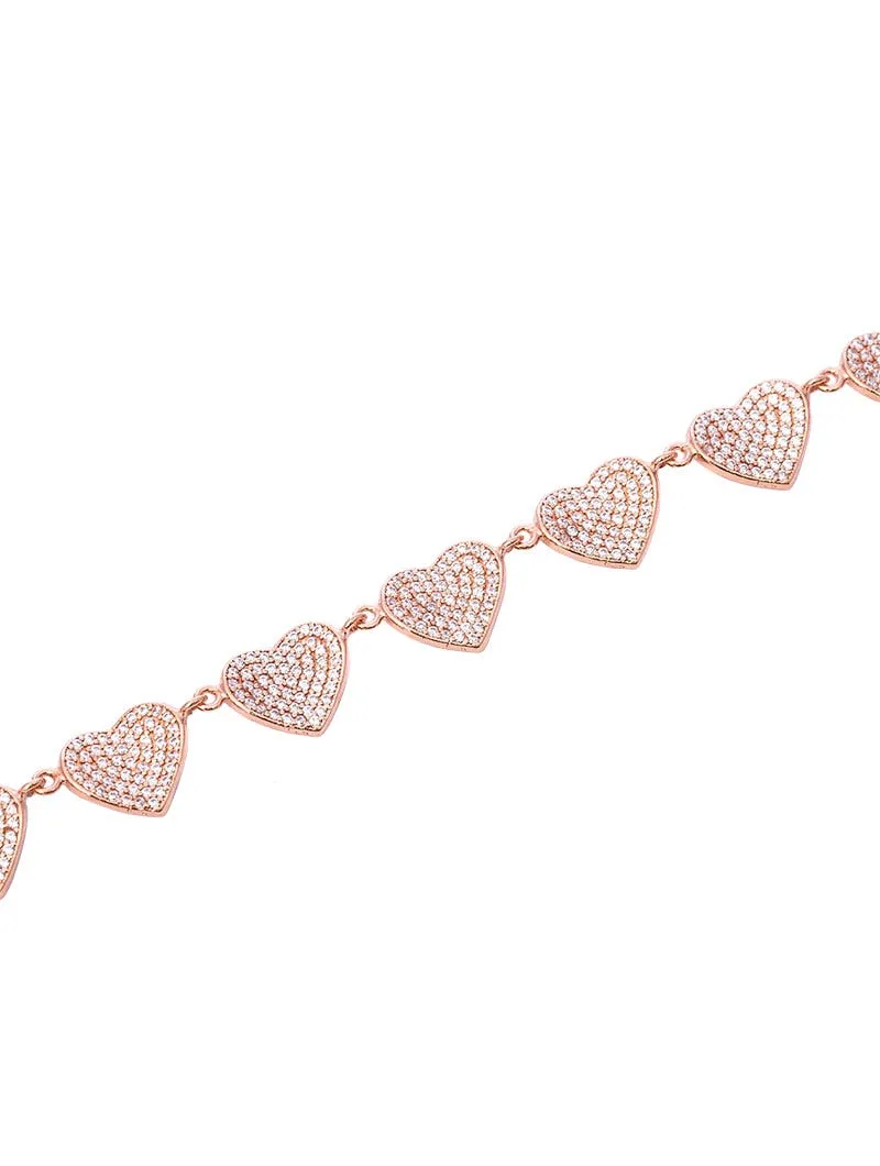 BELLE BRACCIALE IN ORO ROSA CON CUORI