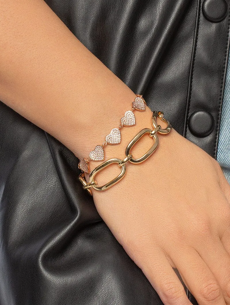BELLE BRACCIALE IN ORO ROSA CON CUORI