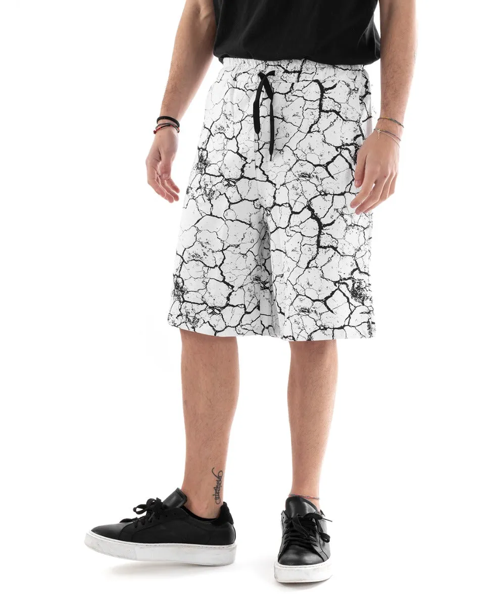 Bermuda Pantaloncino Uomo Tuta Corto Bianco Pantalaccio GIOSAL-PC1164A