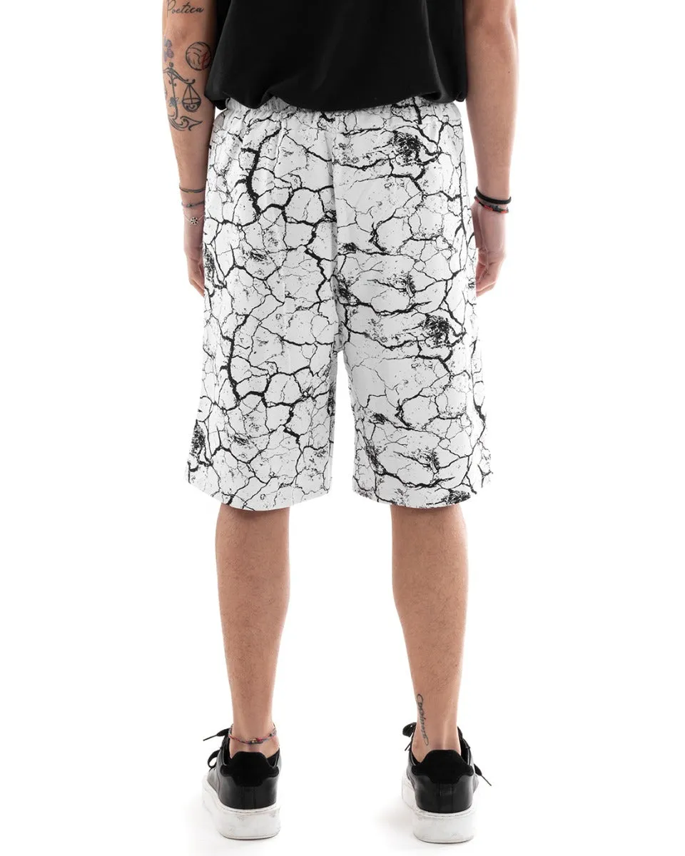 Bermuda Pantaloncino Uomo Tuta Corto Bianco Pantalaccio GIOSAL-PC1164A