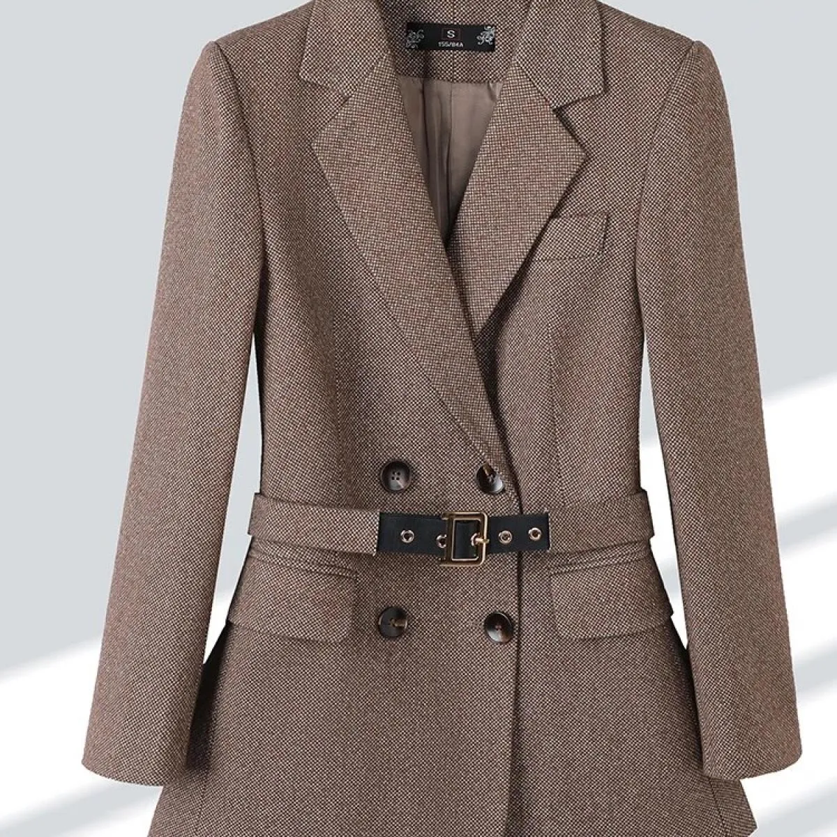 Blazer formale doppiopetto a maniche lunghe da donna Gay Khaki Office Ladies Giacca da lavoro da lavoro femminile per l'autunno