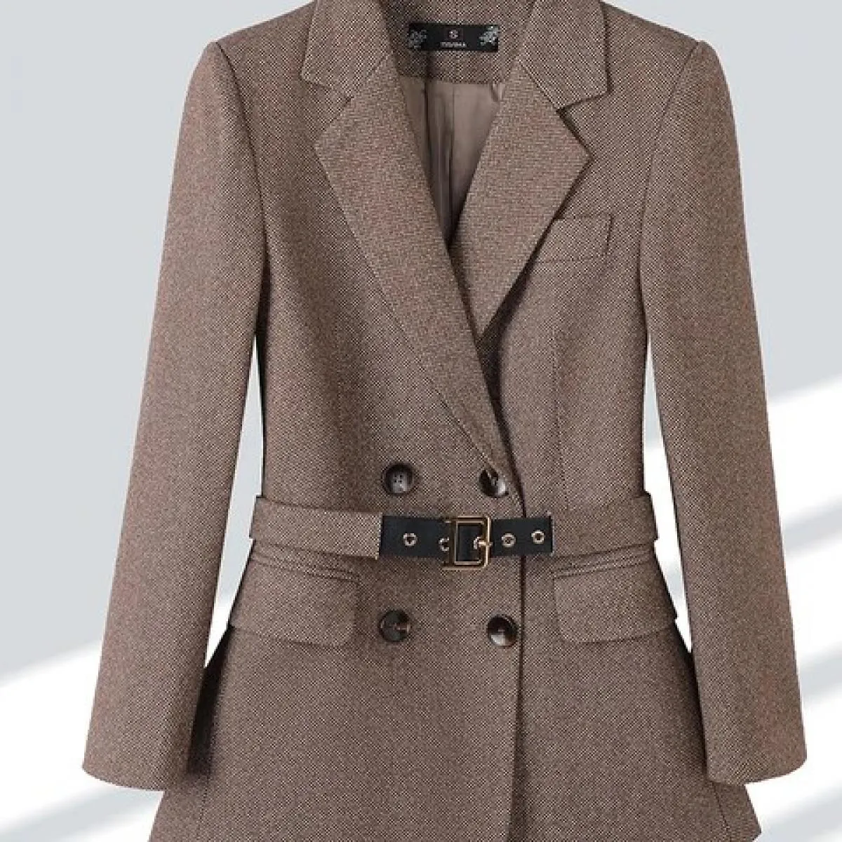 Blazer formale doppiopetto a maniche lunghe da donna Gay Khaki Office Ladies Giacca da lavoro da lavoro femminile per l'autunno