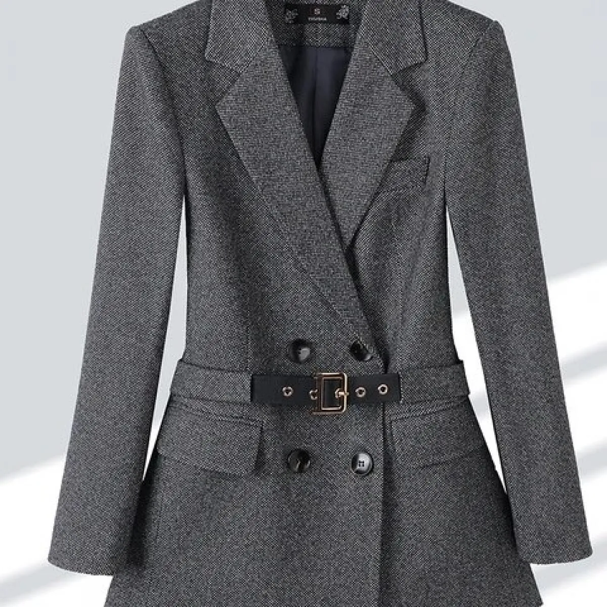 Blazer formale doppiopetto a maniche lunghe da donna Gay Khaki Office Ladies Giacca da lavoro da lavoro femminile per l'autunno