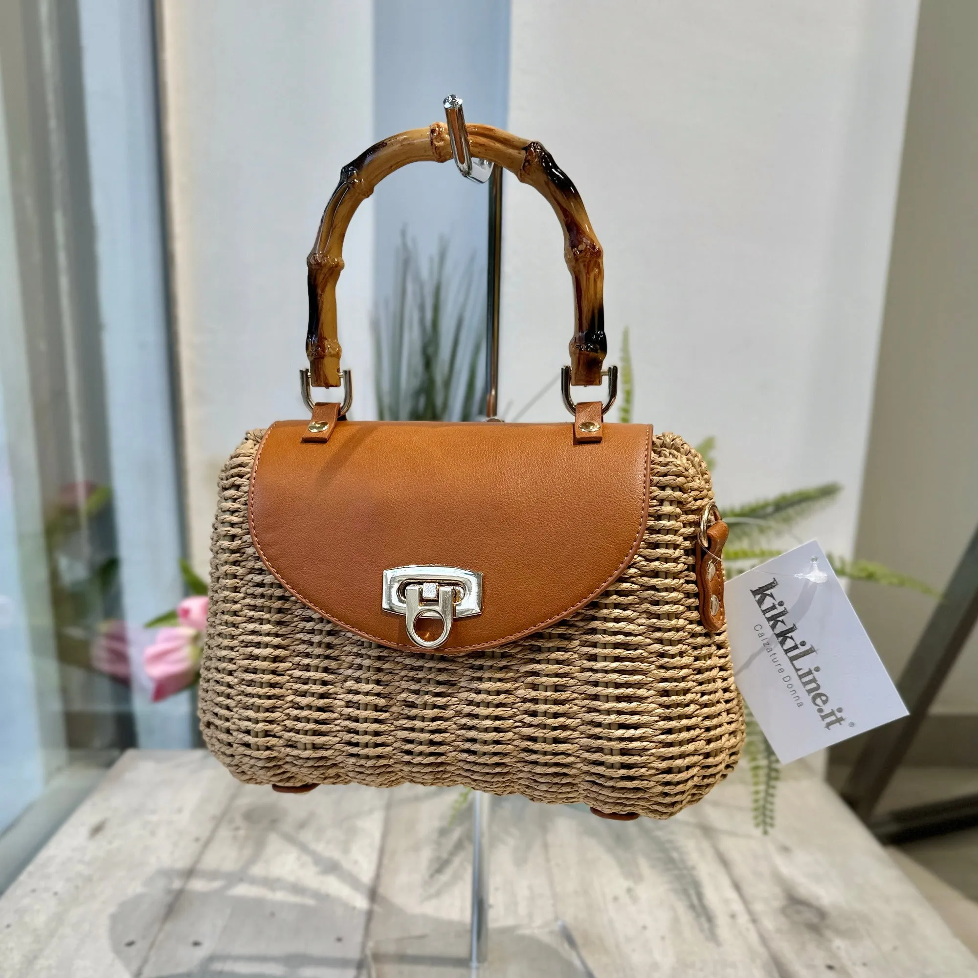 Borsetta Valigetta Intrecciata Similpelle con Tracolla Foderata Tessuto