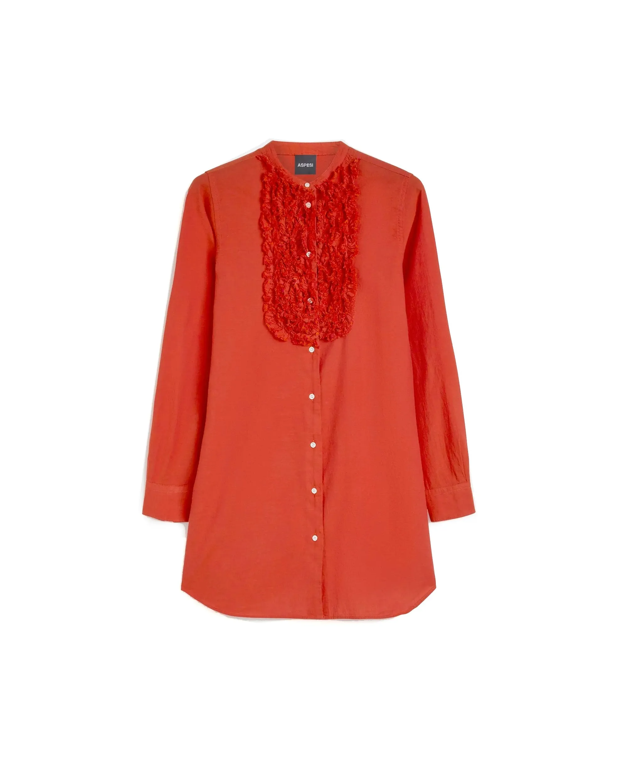 Camicia chambray arancio rouches