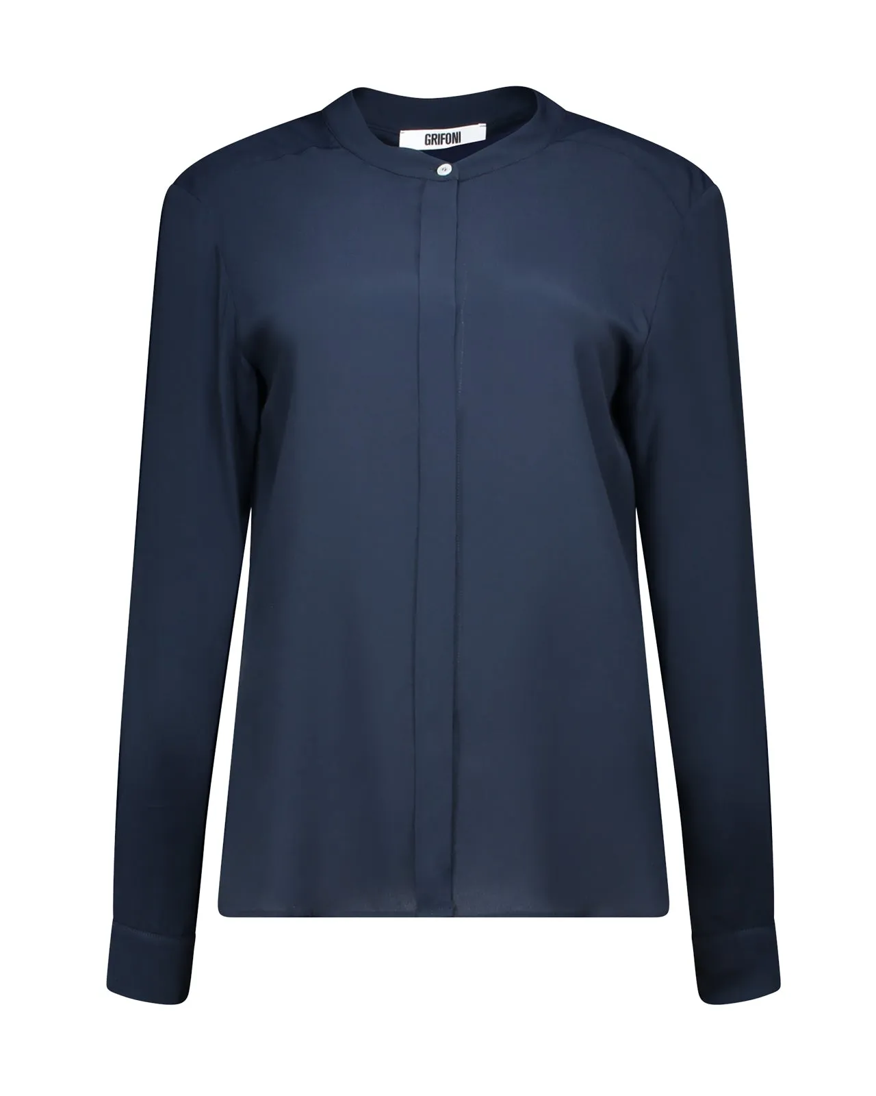 Camicia coreana seta blu navy
