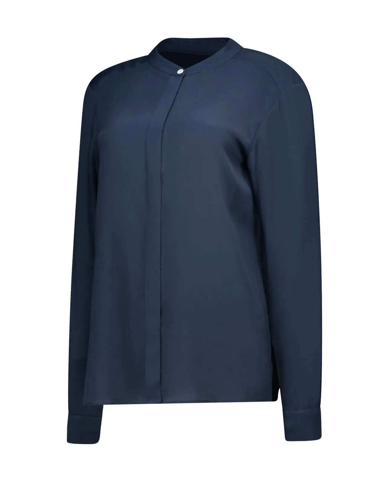 Camicia coreana seta blu navy