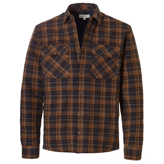 Camicia da camera foderata in flanella a quadretti con bottoni Camel