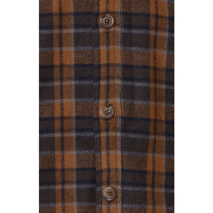 Camicia da camera foderata in flanella a quadretti con bottoni Camel