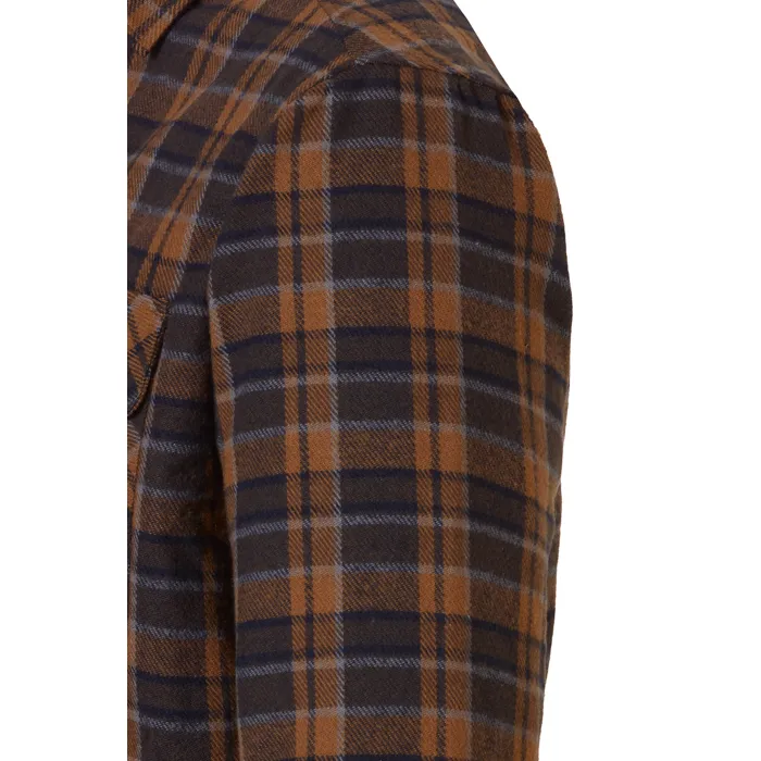 Camicia da camera foderata in flanella a quadretti con bottoni Camel