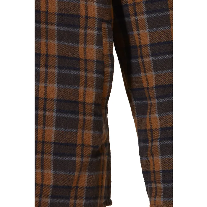 Camicia da camera foderata in flanella a quadretti con bottoni Camel