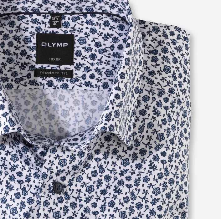 Camicia modern fit maniche corte olymp luxor in cotone facile stiro