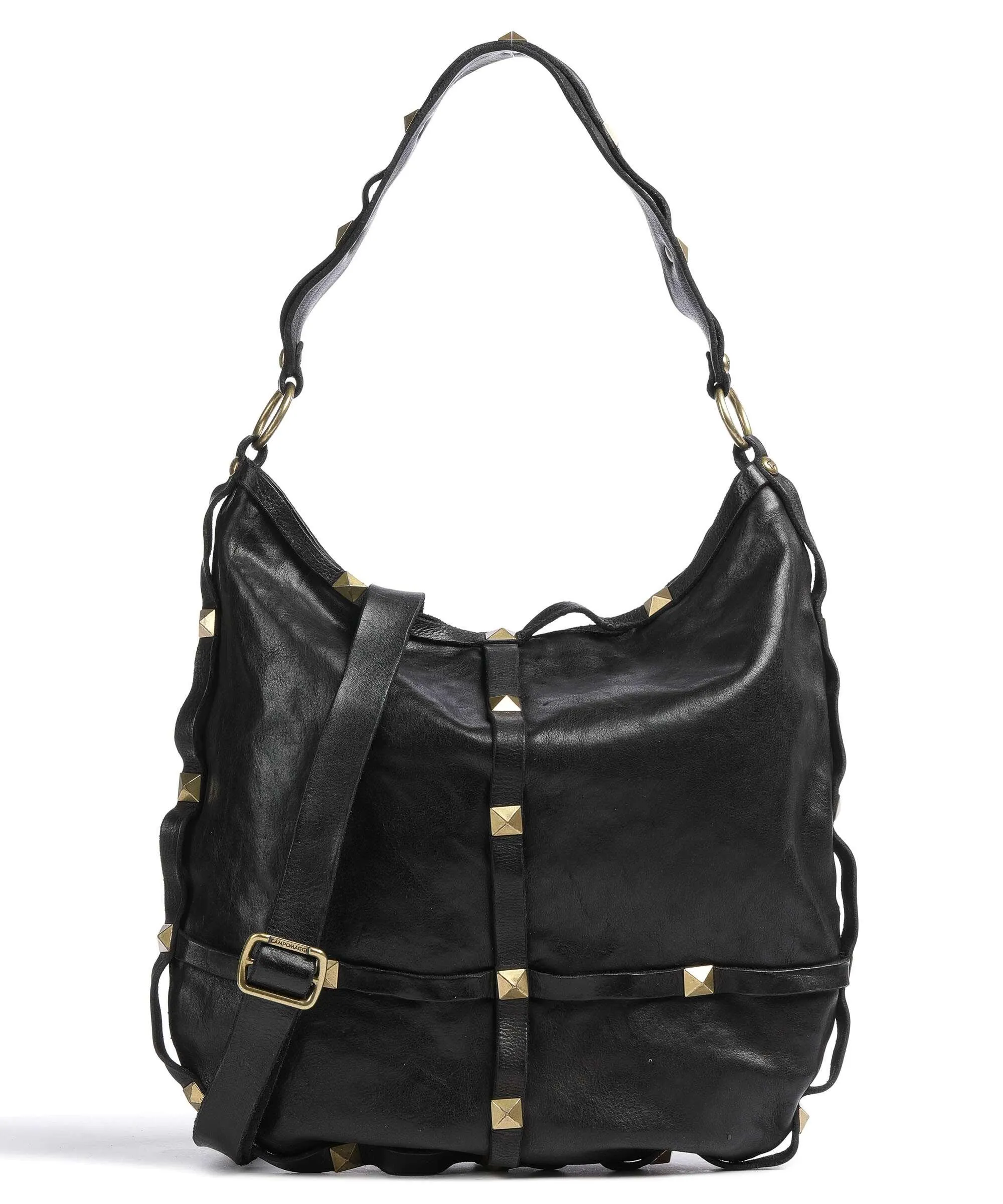  Campomaggi Borsa hobo pelle di vacchetta grana nero  