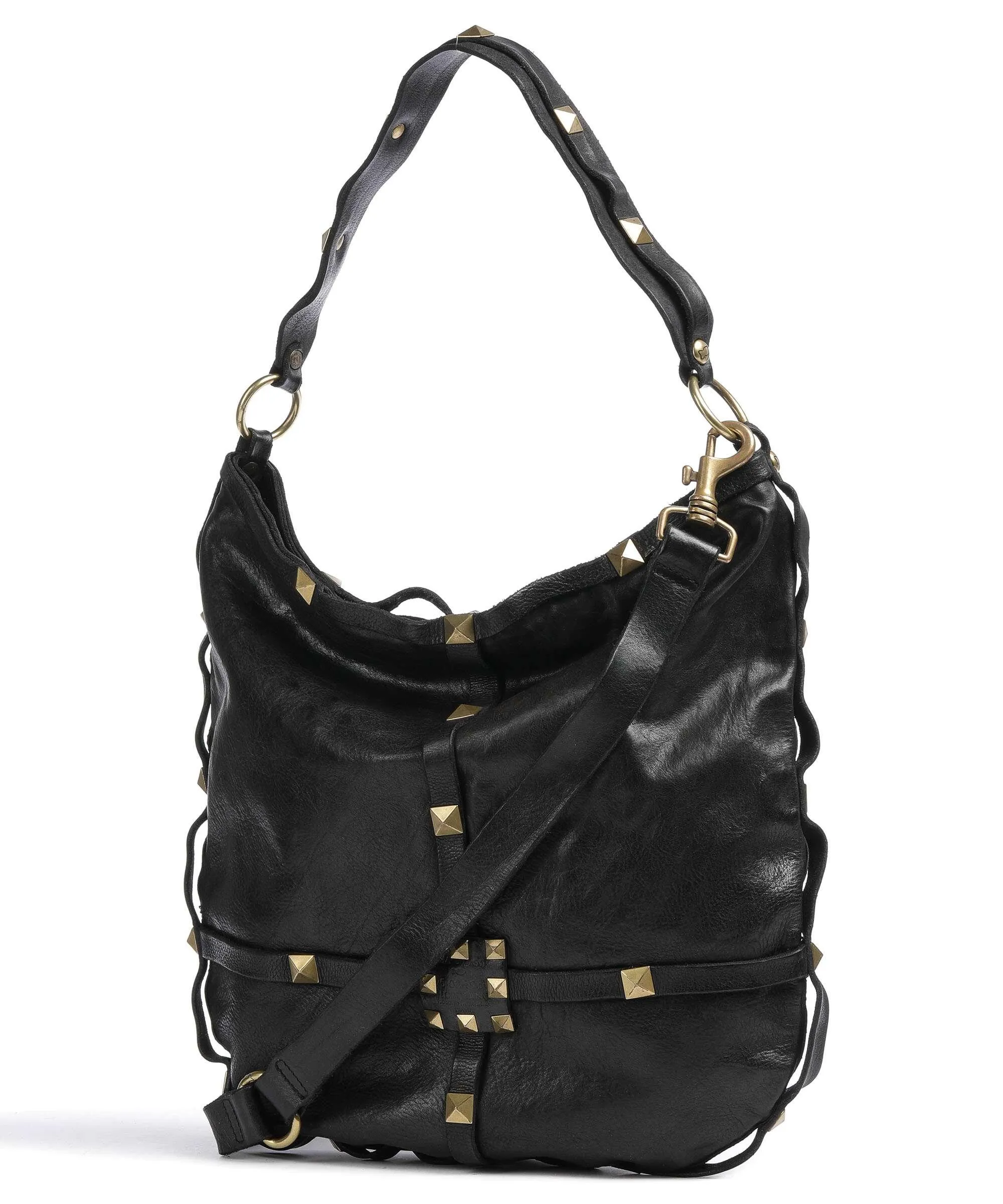  Campomaggi Borsa hobo pelle di vacchetta grana nero  