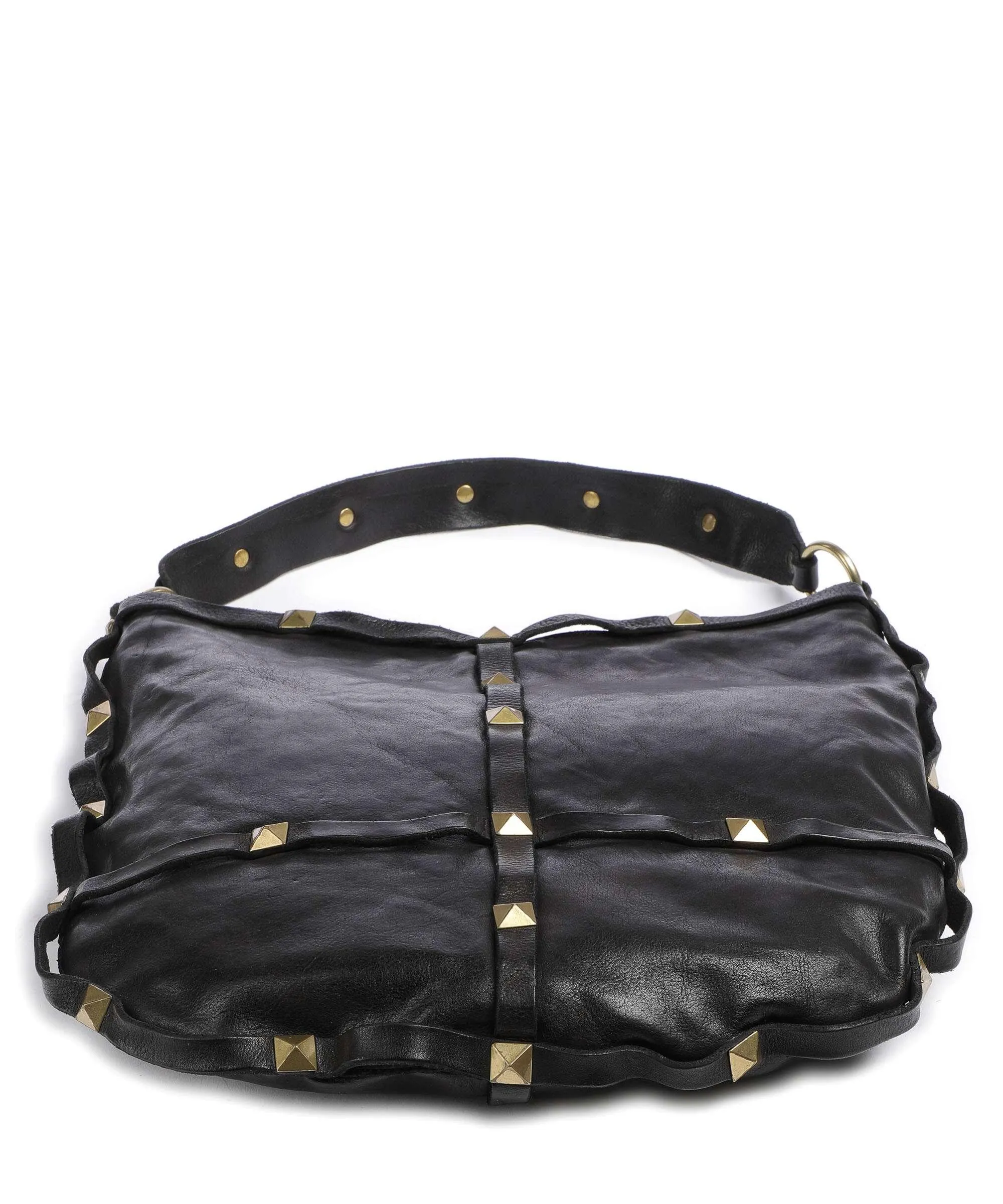 Campomaggi Borsa hobo pelle di vacchetta grana nero  