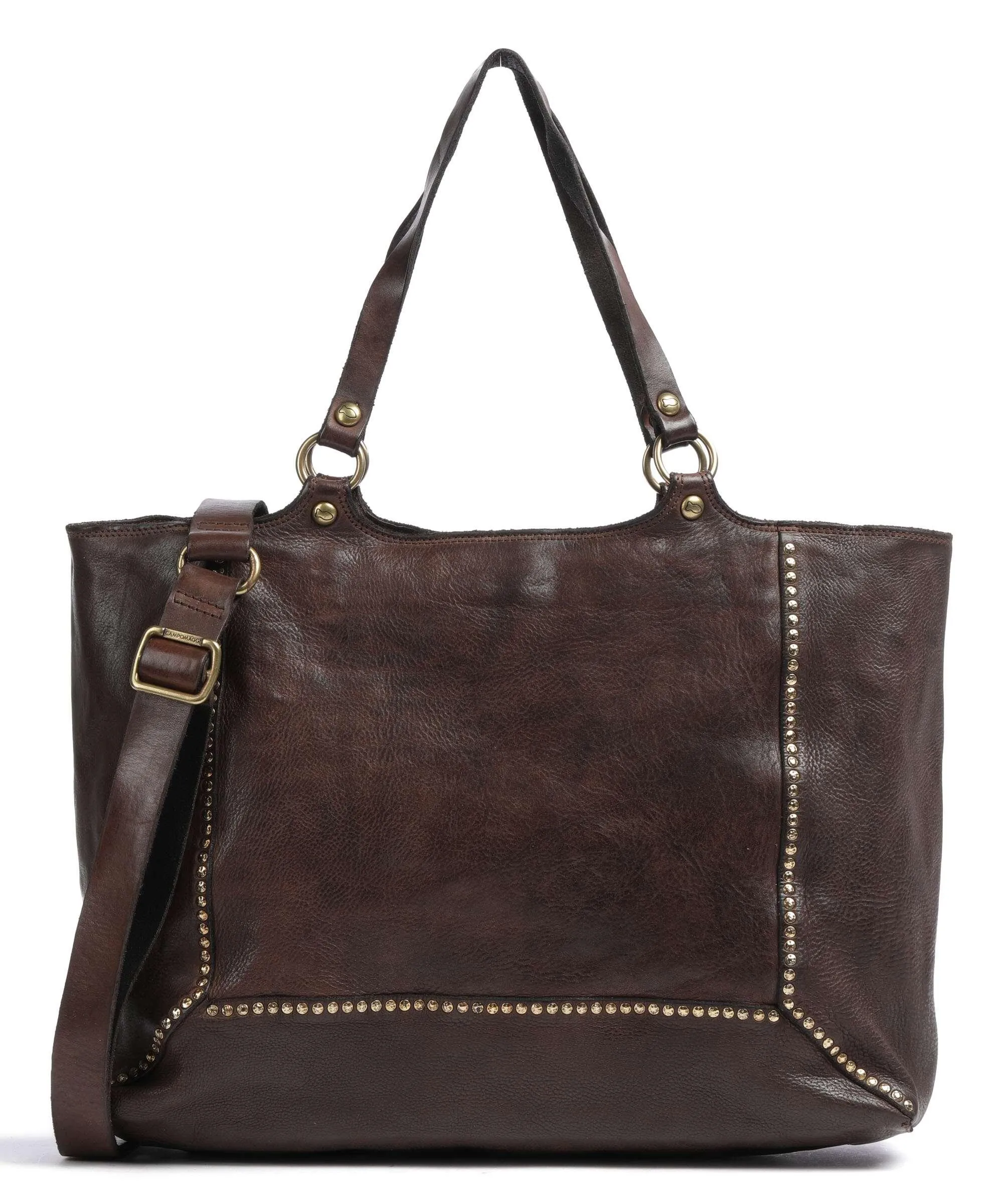  Campomaggi Borsa shopper pelle di vacchetta grana marrone scuro  