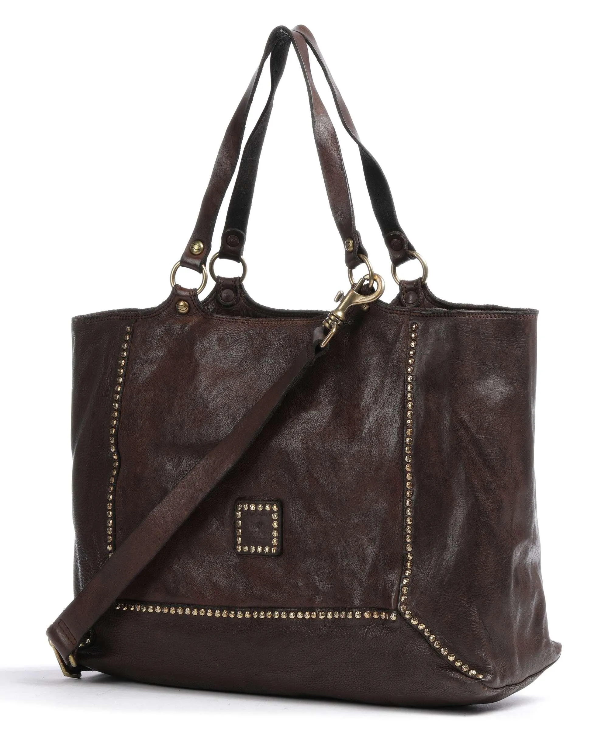  Campomaggi Borsa shopper pelle di vacchetta grana marrone scuro  