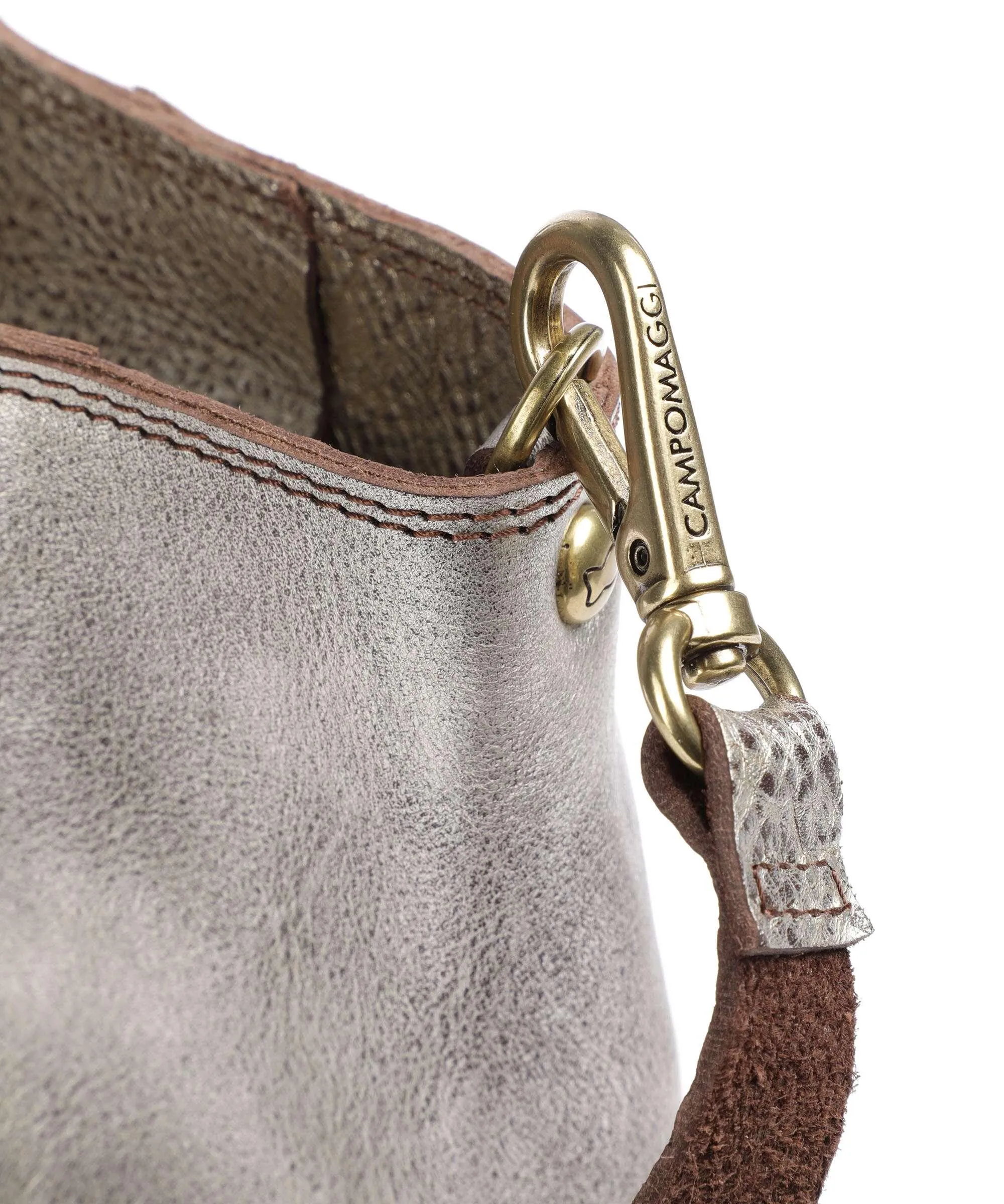  Campomaggi Borsa shopper pelle di vacchetta grana platino  
