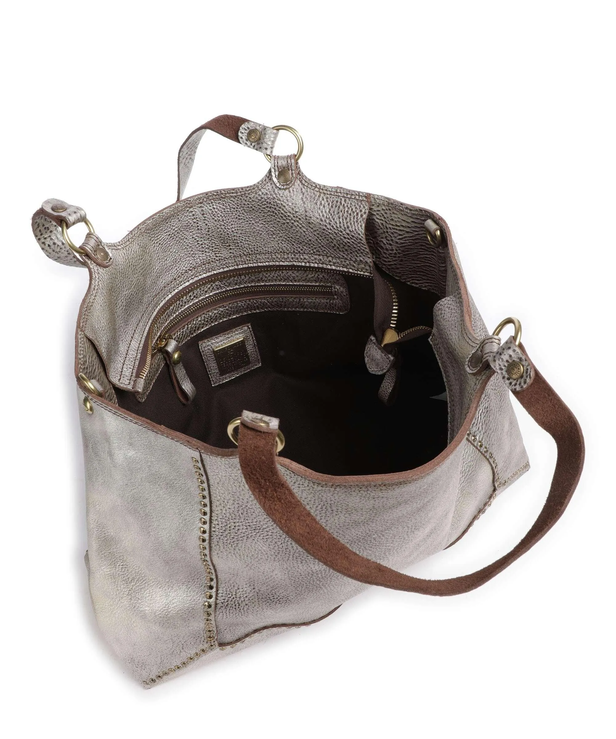  Campomaggi Borsa shopper pelle di vacchetta grana platino  
