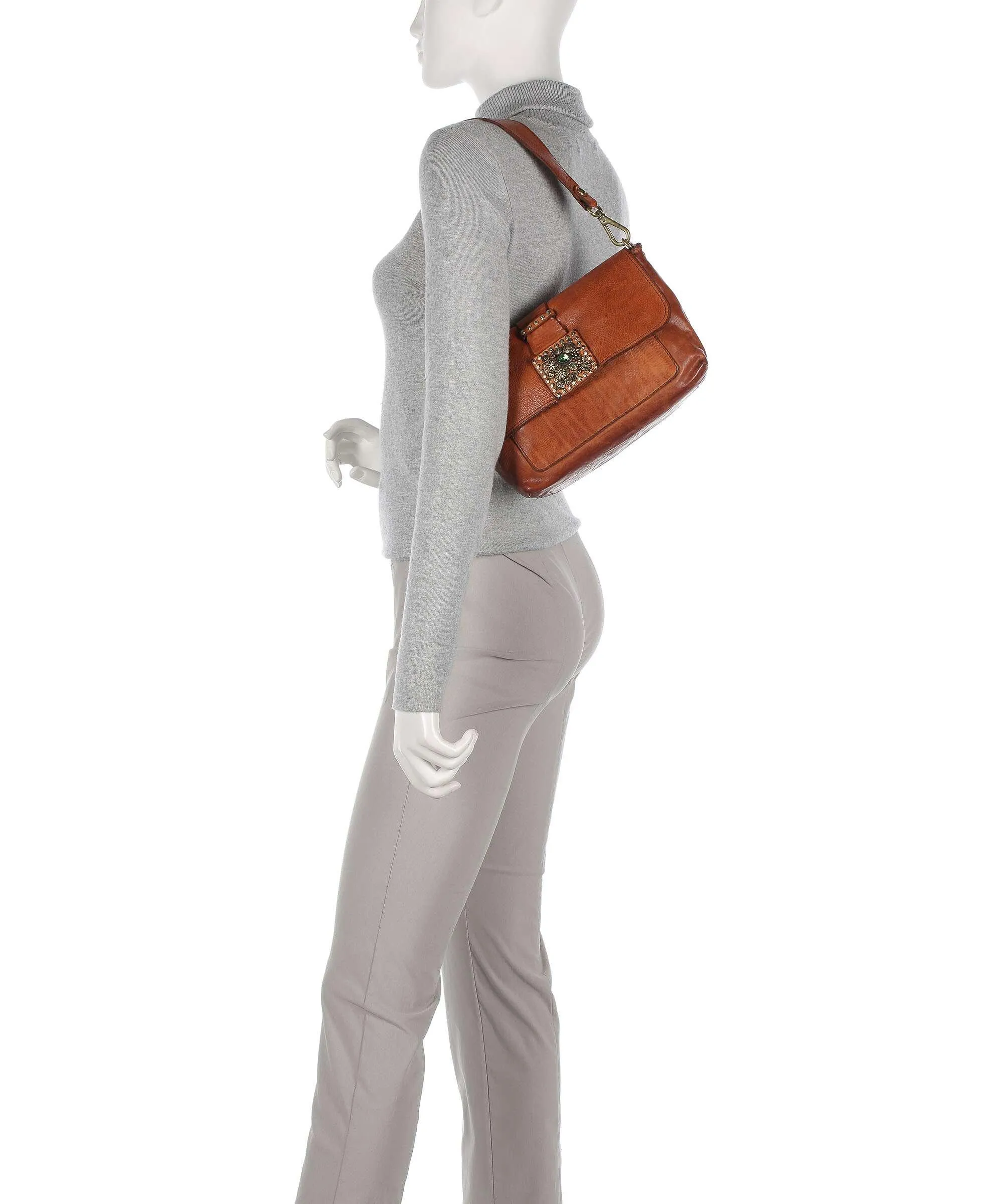  Campomaggi Prestige Borsa a spalla pelle di vacchetta grana marrone  