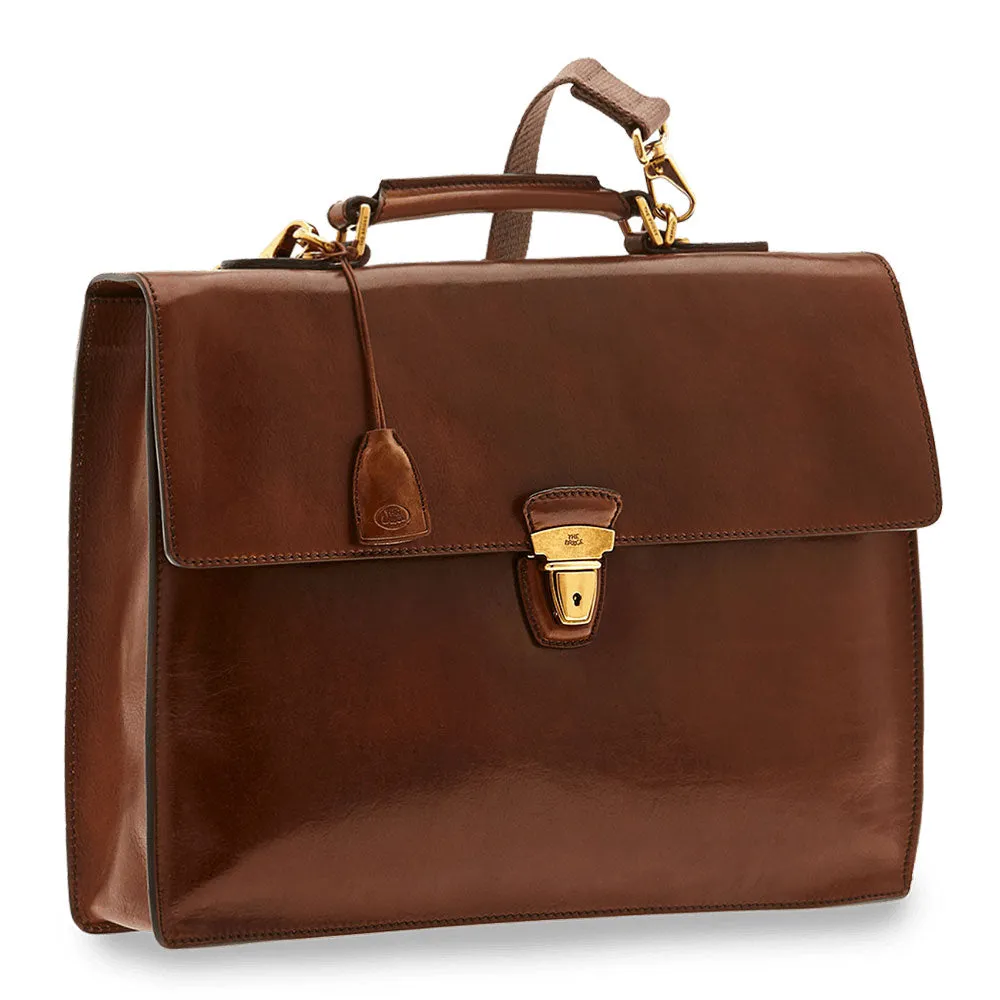 Cartella Uomo con Pattina e Tracolla THE BRIDGE in Pelle Marrone linea Story