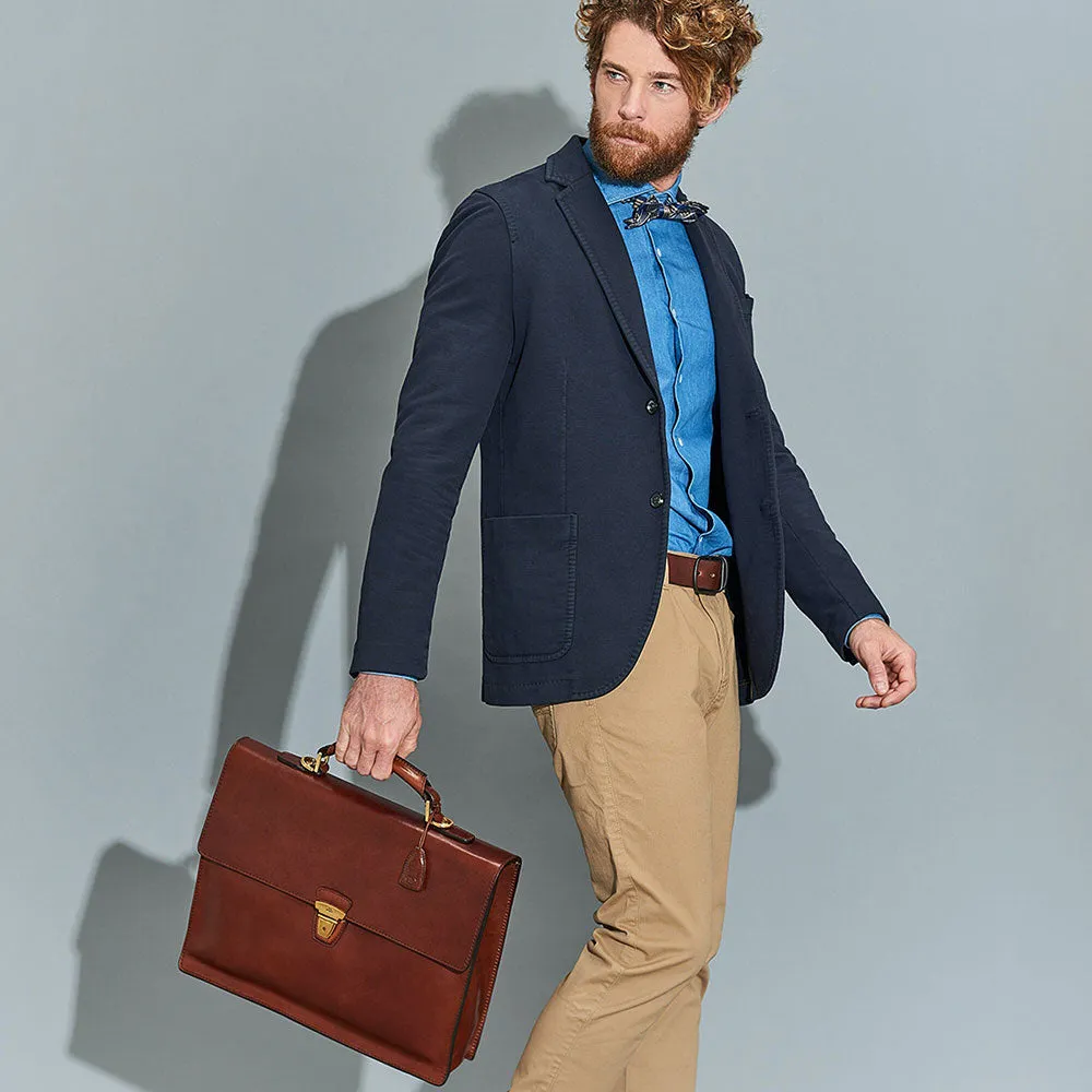 Cartella Uomo con Pattina e Tracolla THE BRIDGE in Pelle Marrone linea Story