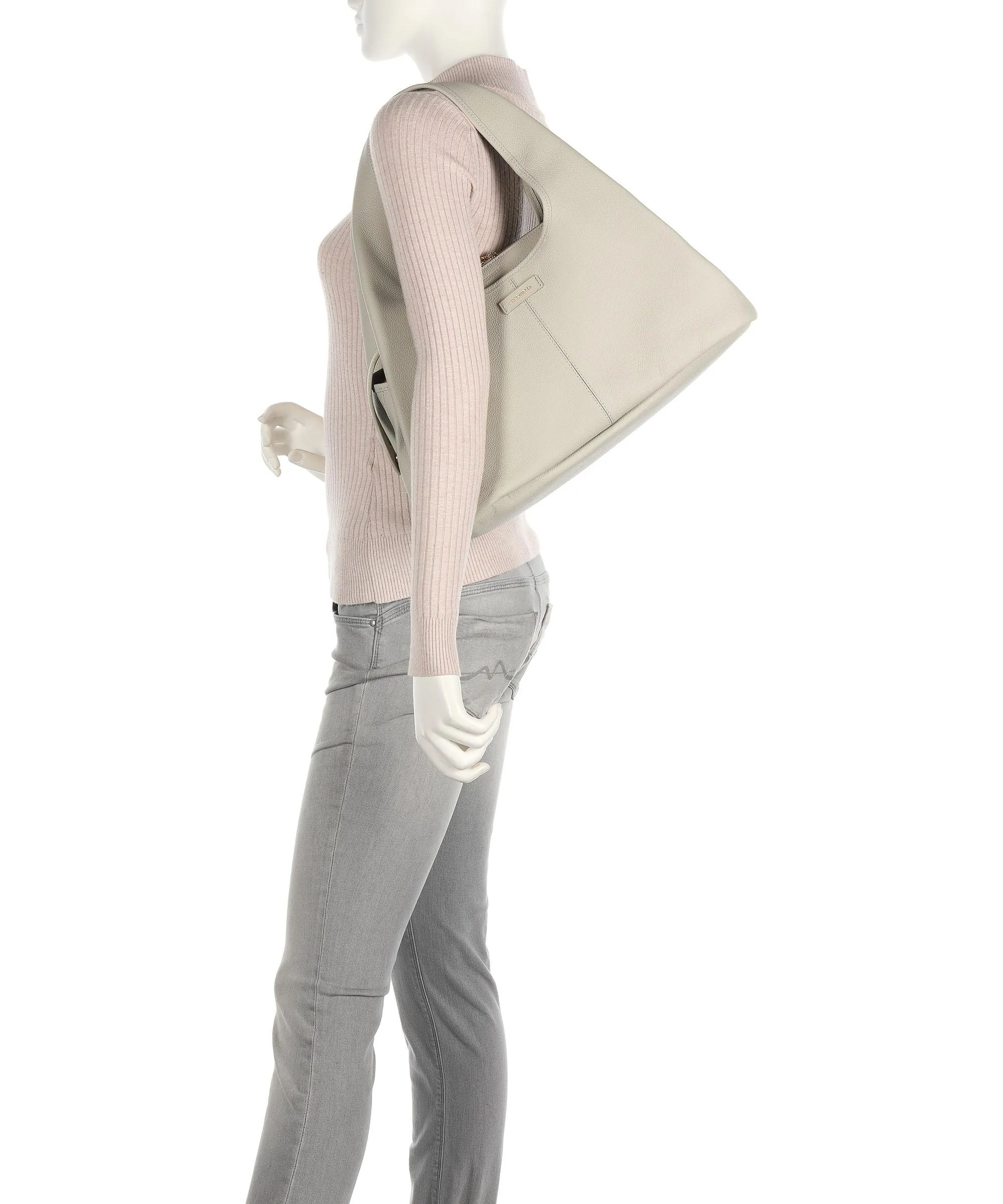  Coccinelle Bianca Borsa hobo nappa pelle grigio chiaro  