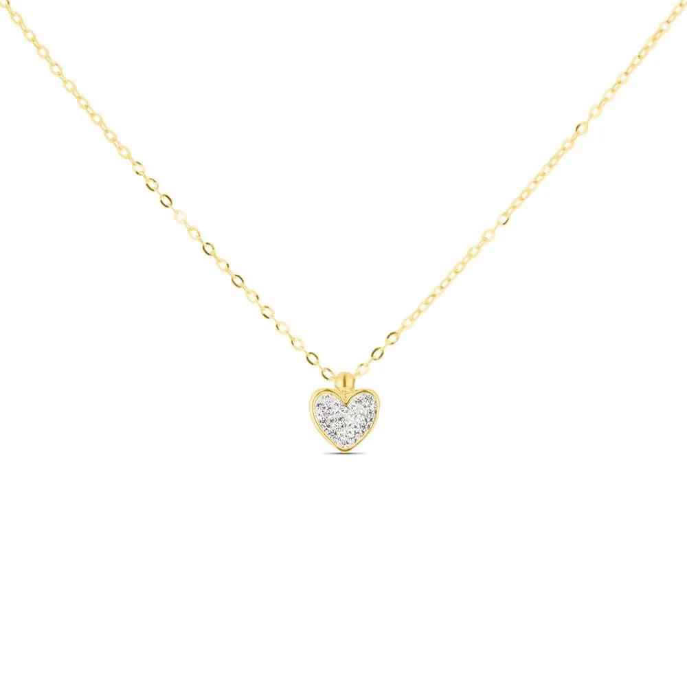Collana Cuore Crystal Gold Oro Giallo 750/1000 Cristallo Bianco 40 + 2 cm 1506489