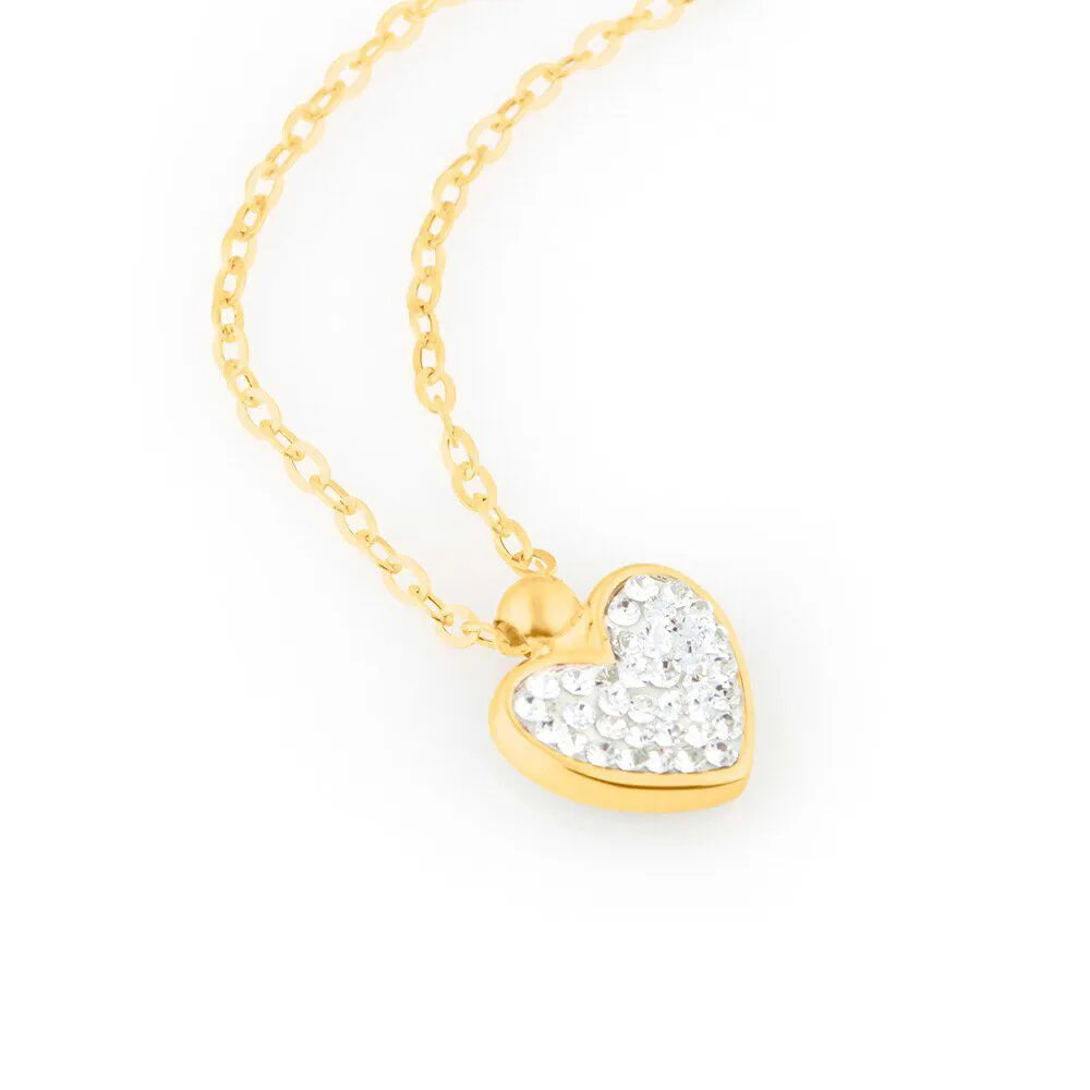 Collana Cuore Crystal Gold Oro Giallo 750/1000 Cristallo Bianco 40 + 2 cm 1506489